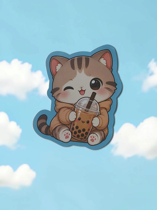 STICKER GATITO BUBBLE TEA 🍒🌺
