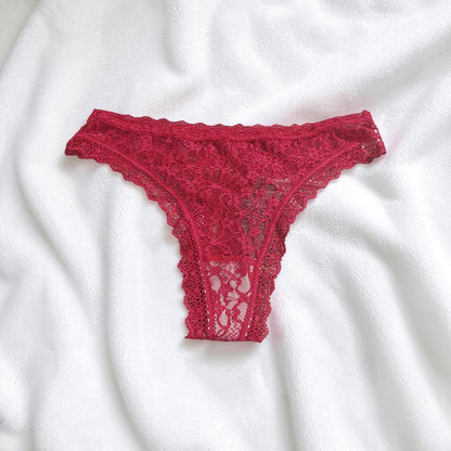 BRAGUITA CACHETERO DE ENCAJE FLORAL ROJO 🍒🌺