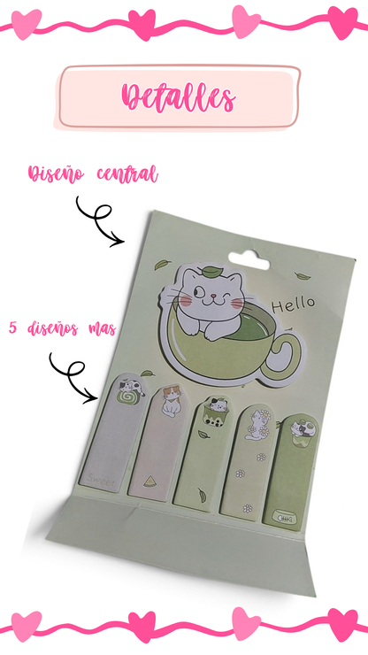 STICKY NOTE GATITO VERDE 🍒🌺